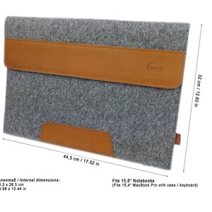 15.6 Laptop Sleeve Sleeve Notebook Felt Sleeve Protective Case 15 for Acer Aspire, Asus Hewlett-Packard HP MSI Medion Lenovo Microsoft image 4