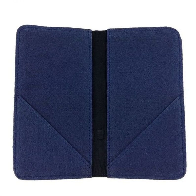 5.2-6.4 bookstyle wallet handbag cellphone case protective cover bag cover made of felt felt bag for mobile phone, blue image 3