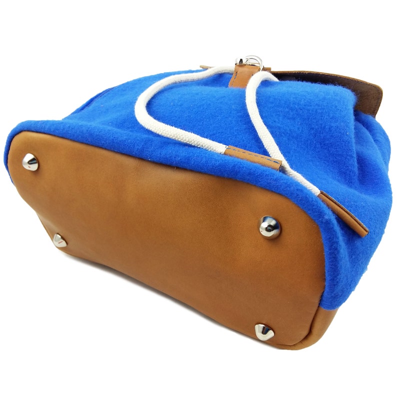 Venetto designer felt backpack bag backpack made of leather and felt blue light image 4