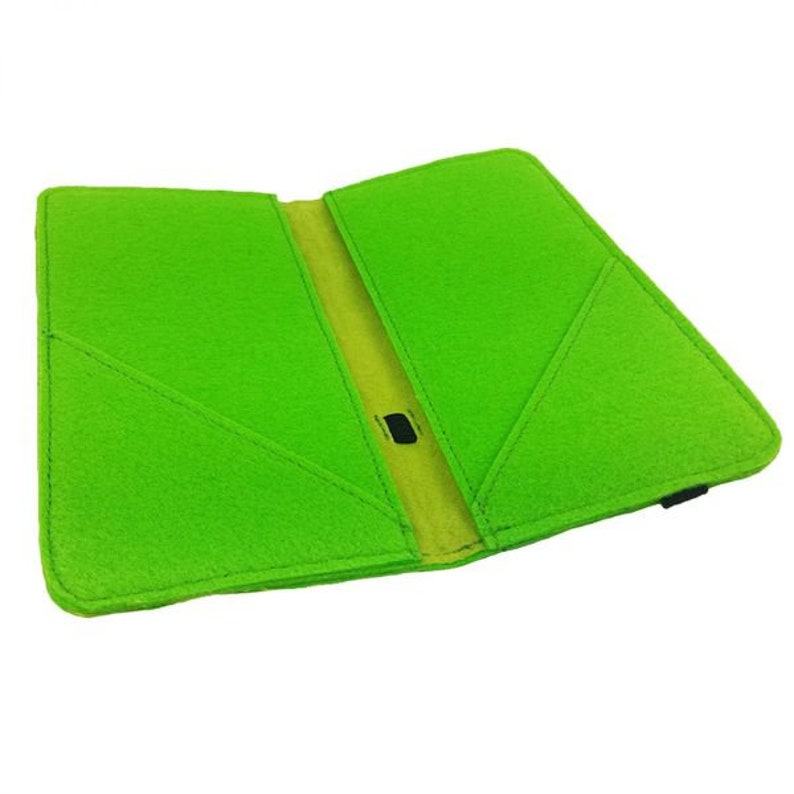 5.2-6.4 Bookstyle wallet case sleeve cover folding bag folding sleeve, felt, green image 3
