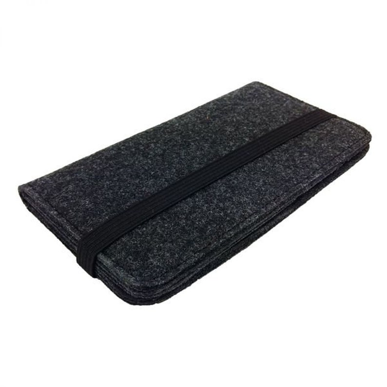 5.2-6.4 bookstyle Wallet case bag sleeve cover felt bag Filzhülle protective cover made of felt for mobile phone black mottled image 4