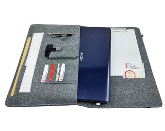 15,7 - 17,3 Zoll Hülle Organizer Tasche Schutzhülle für Laptop Tablet Smartphone Laptoptasche Laptophülle aus filz, Grau