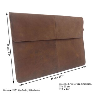 12,9 13,3 Zoll Echtleder Hülle Nubuk-Leder-Tasche Schutztasche Sleeve für MacBook / Air / Pro, iPad Pro, Surface, Laptoptasche, Notebook Bild 3