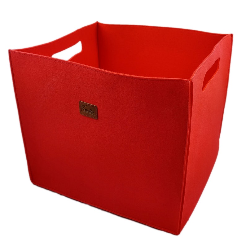 3-Piece Box Felt Box Storage Boxes Felt Red image 1
