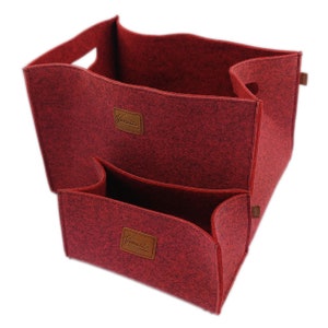 2-er set box feltbox for storage shelf shelf red image 1