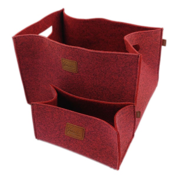 2-er set box feltbox for storage shelf shelf red