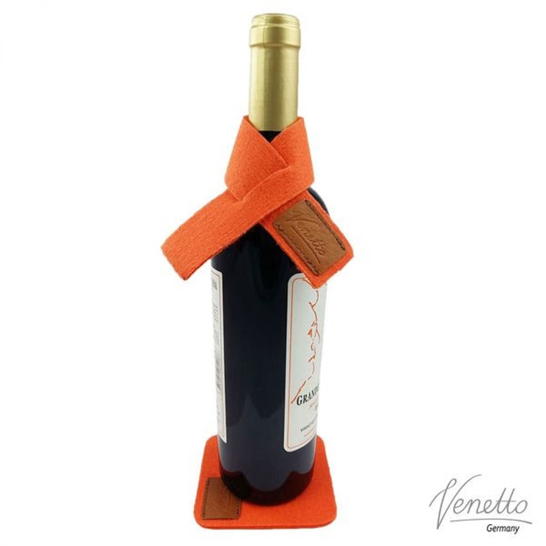 Set for wine wine cuff Tropfstopper wine collar scarf made of felt orange image 1