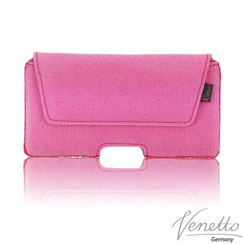 5.0-6.4 horizontal cross bag waist pocket belt pouch protective case bag made of felt, pink image 1