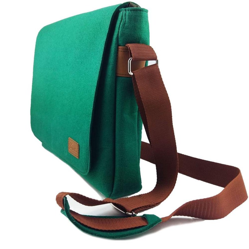 Men's bag Messenger Bag Shoulder bag shoulder bag handbag made of felt green dark imagen 2