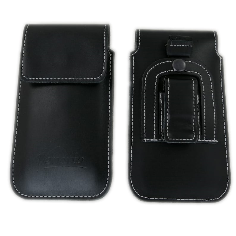 4-5.7 Vertical Belly Bag Belt Bag Leather Case Protective Case for Smartphone Black image 1