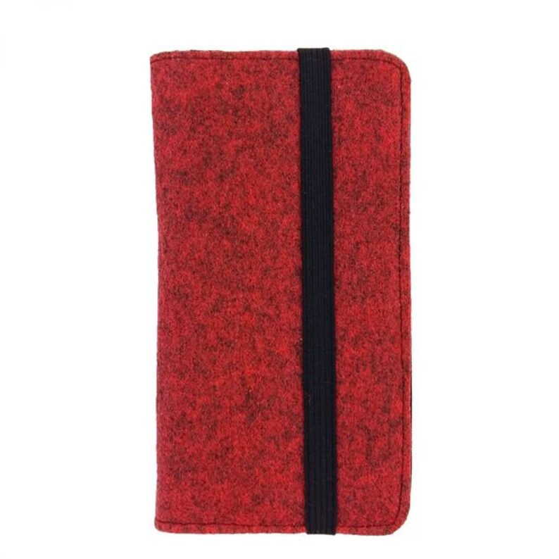 5.2 6.4 Bookstyle wallet case Tasche aus Filz Hülle bBuchhülle Filztasche für Handy rot Bild 2