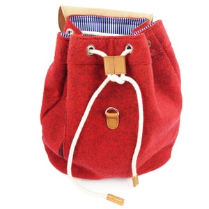 Venetto felt backpack bag backpack made of felt and leather elements very light, red mottled image 7