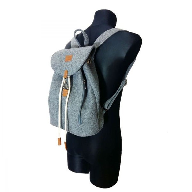 Felt backpack bag Backpack made of felt unisex handmade, grey image 4