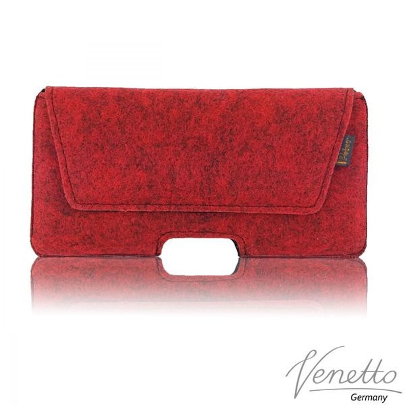 5.0-6.4 felt bag mobile phone case pouch case made of felt for belt belt bag Cross pocket, red image 3