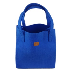 Shopper Damentasche Handtasche Einkaufstasche Henkeltasche Filztasche Tasche vegan mit intergrierter Geldtasche, Börse blau Bild 1