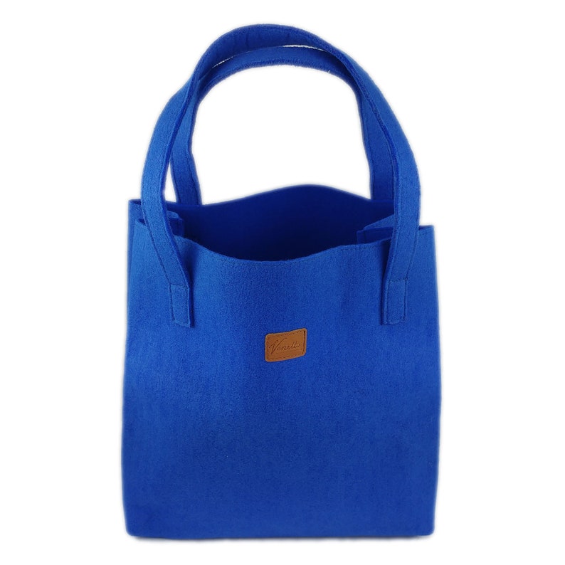 Shopper women's bag handbag tote bag handle bag felt bag vegan with integrated purse, stock market blue image 1