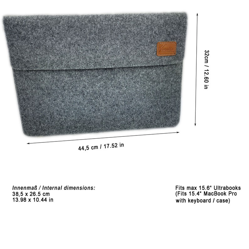 14 15.6 bolsa de fieltro de la funda para portátil PC gris imagen 4