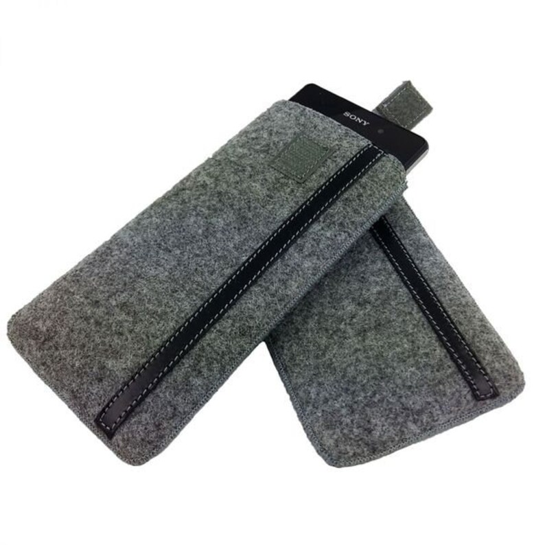5-6.4 inch Filzhülle pocket felt cell phone bag cover for mobile phone pocket Grey image 3