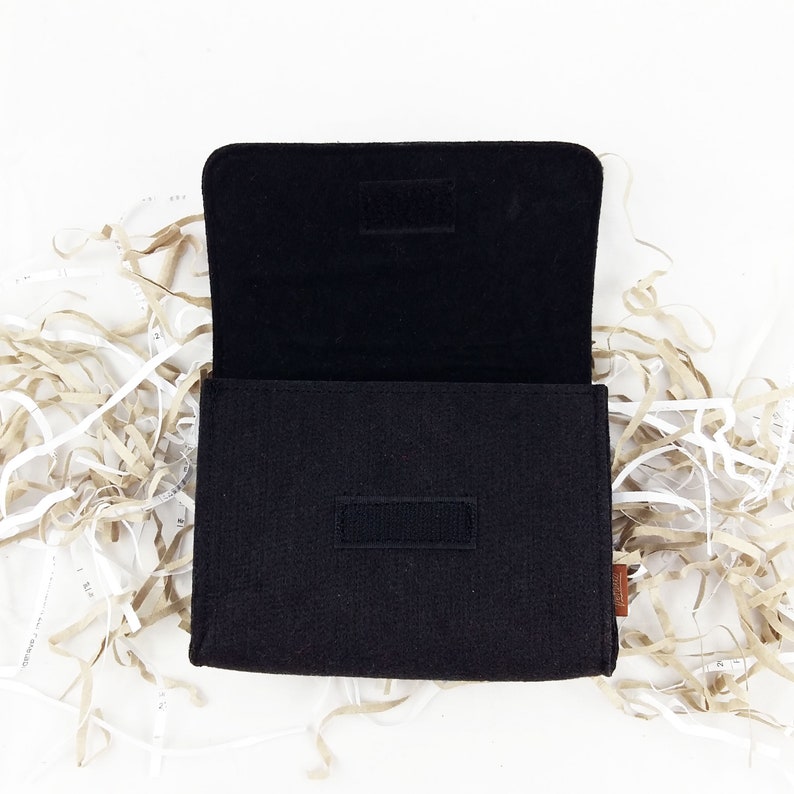 Pouch Mini pouch made of felt for accessories and accessories, power supply, PC mouse, e-cigarette, cosmetics, black image 5