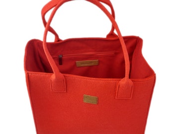 Red Shopper bag handbag felt bag red