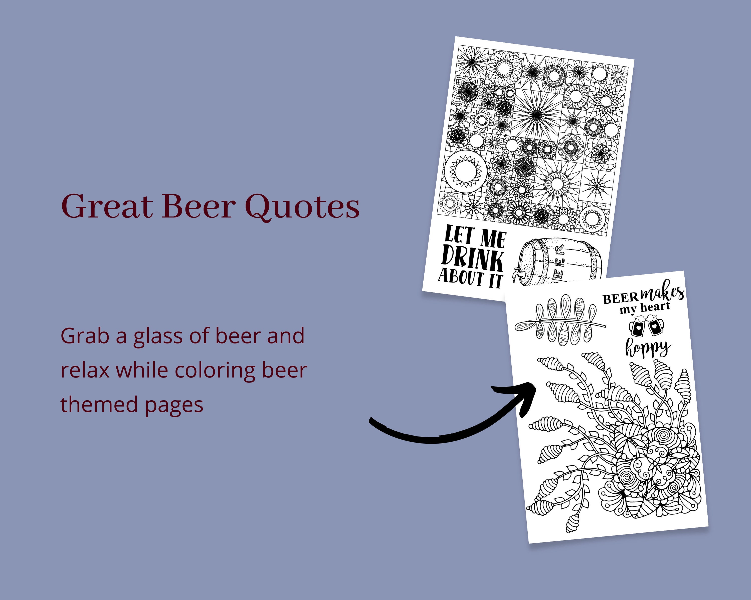 Beer Lovers Beer Coloring Book Pages Printable Instant Download PDF ...