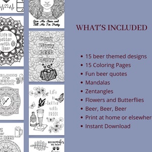 Beer Lovers Beer Coloring Book Pages Printable Instant Download PDF ...