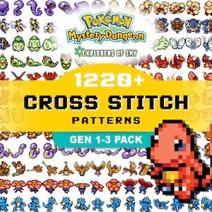 Más de 1220 patrones de punto de cruz de Pokémon Mystery Dungeon / Generación 1-3 / Inspirados en Explorers of Sky / PDF digital