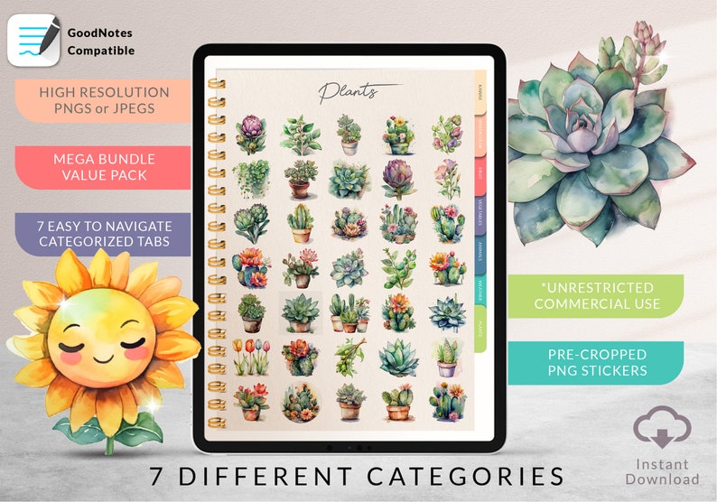 Garden Theme 880+ DIGITAL STICKERS | Digital Planner Stickers | Pre-cropped Gardening Stickers image 5
