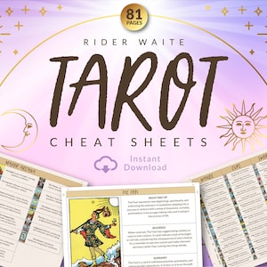Hojas de trucos de cartas del tarot / Raider Waite / Cartas espirituales / Autocuidado / Descarga digital