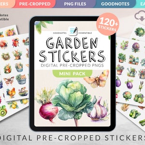 Garten Thema 120+ DIGITALE STICKER | GoodNotes | Digitale Planer Aufkleber | Vorgeschnittene PNGs