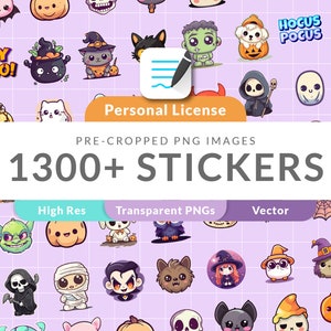 Spooky Halloween Mega Bundle 1300+ DIGITAL STICKERS | GoodNotes | Digital Planner Stickers | Pre-cropped PNGs | Vector