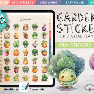 Garden Theme 880+ DIGITAL STICKERS | Digital Planner Stickers | Pre-cropped Gardening Stickers