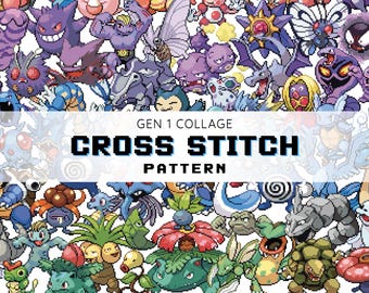 Pokemon Pattern | Gen 1 Pokémon | Cross Stitch | PDF | Fan Art | Digital Downloads