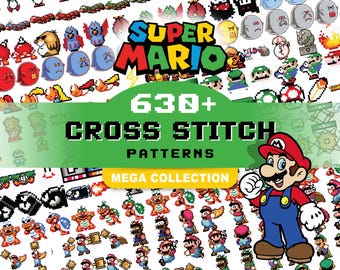 630+ Patterns | Super Mario | Cross Stitch | Luigi | Digital Downloads