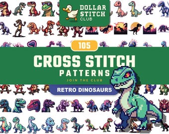 Cross Stitch Patterns | Retro Dinosaurs | PDF | Digital Downloads