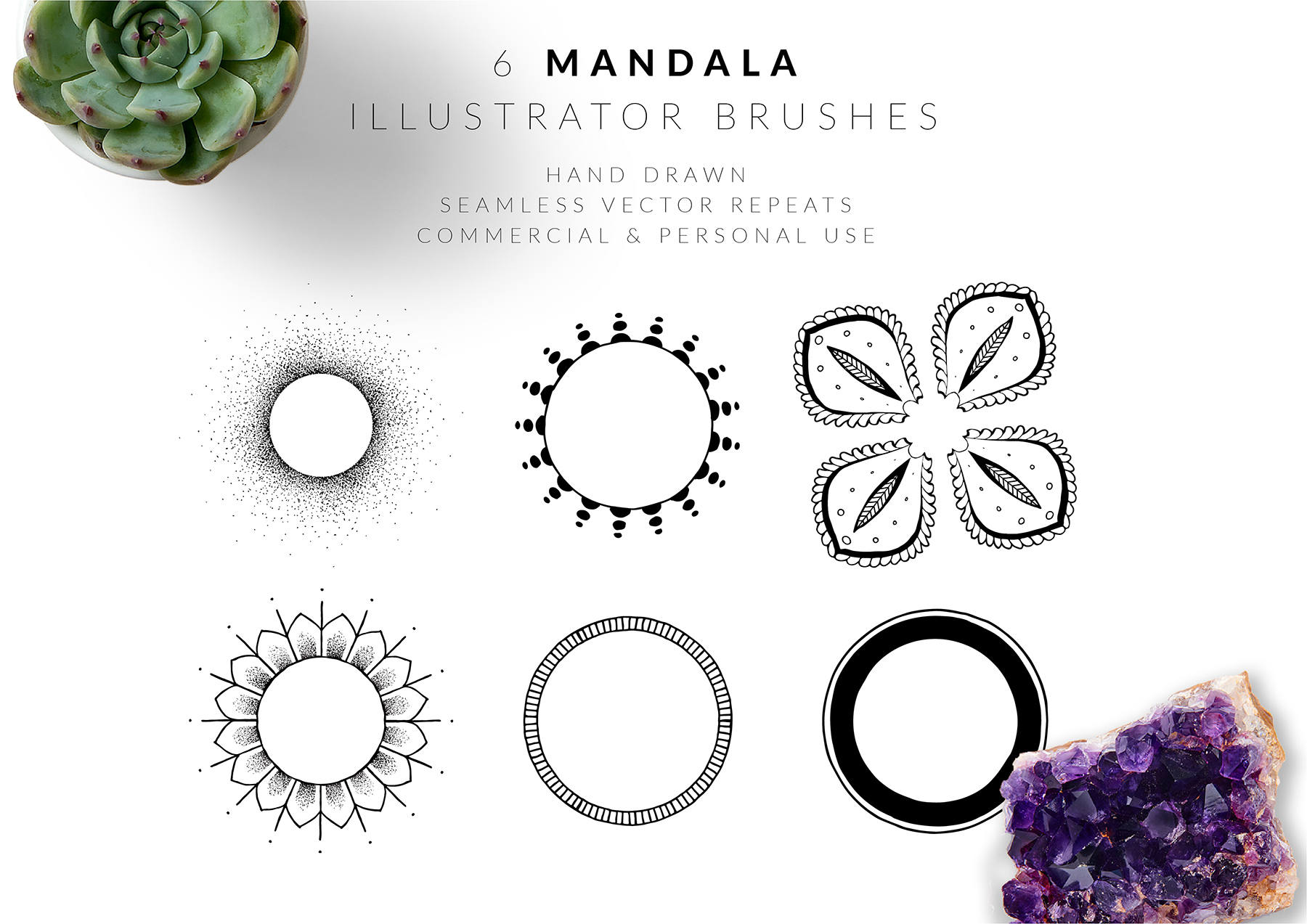 6 Illustrator Brushes Mandala Etsy