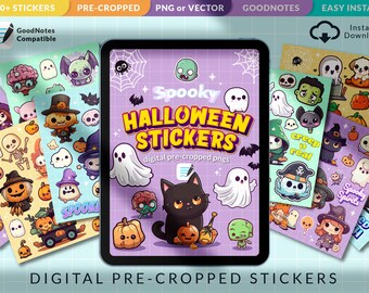 Spooky Halloween Aesthetic 140+ DIGITAL STICKERS | GoodNotes | Digital Planner Stickers | Pre-cropped PNGs | Vector Art