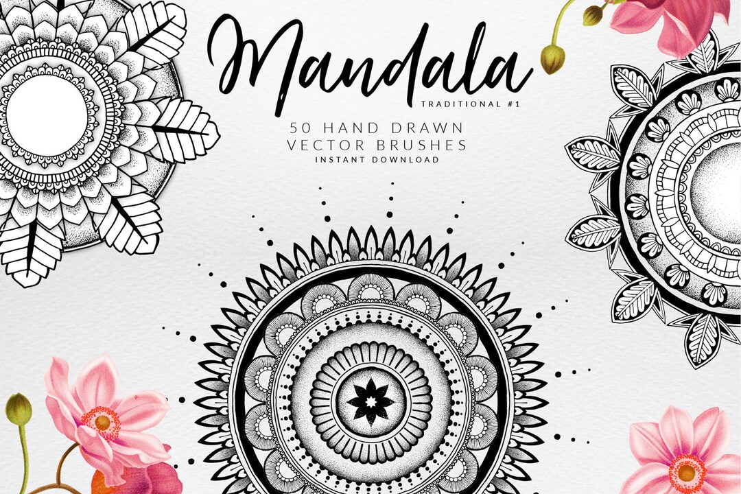 Mandala Illustrator Brushes Etsy