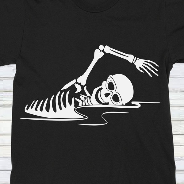 Swimmer Skeleton Svg, Halloween Svg, Skeleton Svg, swimming svg, sports svg, skull svg, skeleton silhouette, halloween skeleton, bones svg,