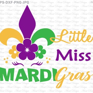 リトルミスマルディグラSVG、ユニコーンマルディグラSVG、クリカットカットファイル、シルエットカットファイル、SVG EPS DXF png jpgファイル、クリップアート、SVGファイル