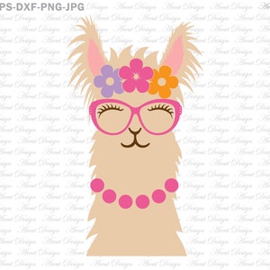 Lama Face Flower Svg, Llama Head, Mama Llama, Llama face Svg, Llama Svg, Svg, Svg, Svg Eps Dxf Png Jpg Cut file for, Silhouette Cricut cut file