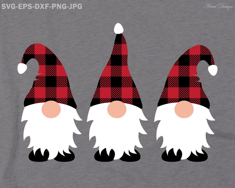 Christmas Gnomes Svg, Gnome SVG, Gnomes Plaid SVG, Christmas svg, SVG Cutting File for CriCut Silhouette, svg dxf png jpg eps image 1