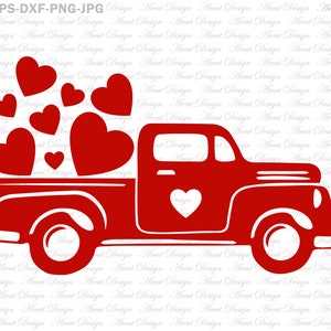 Valentines Vintage Truck Svg, Valentinstag Svg, Valentinstag Svg, Svg für Cricut Silhouette, Valentines Truck Svg, Love Svg, svg png eps dxf jpg Datei