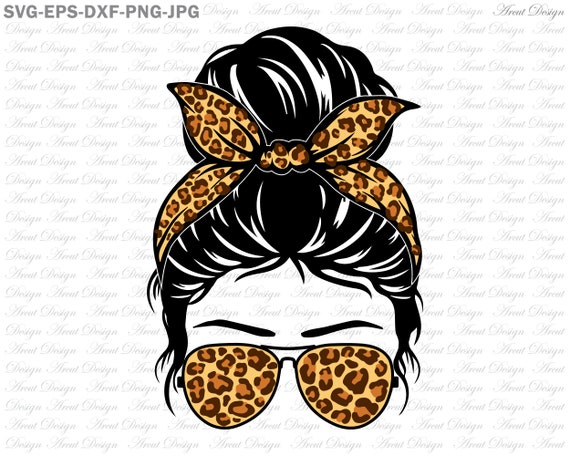 Messy Bun Hair Leopard Print Mom SVG PNG Leopard Momlife Svg - Etsy