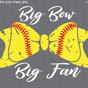 Softbol svg, Big Bow Big Fan Svg, Aficionados al softbol svg, Mamá de softbol svg, Chicas de softbol svg, eps dxf png archivo de corte, deportes svg, béisbol svg,