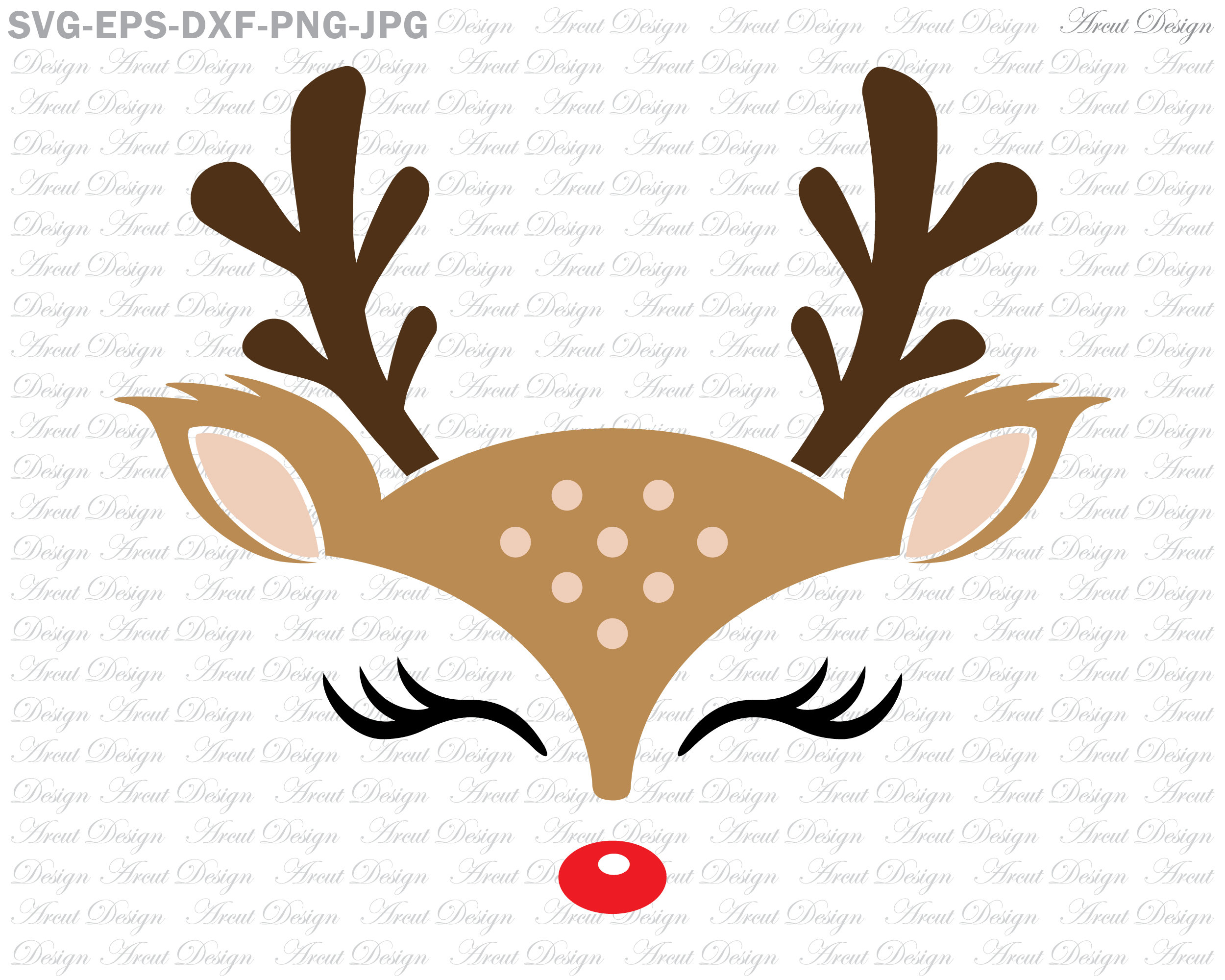 Download Free SVG Cut File - Reindeer Cute Face Cuttable Design. 