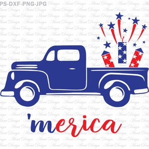 4 de julio SVG, merica, fuegos artificiales svg, Old truck svg, svg patriótico, 4 de julio svg, bandera estadounidense svg,verano svg, día de la independencia svg
