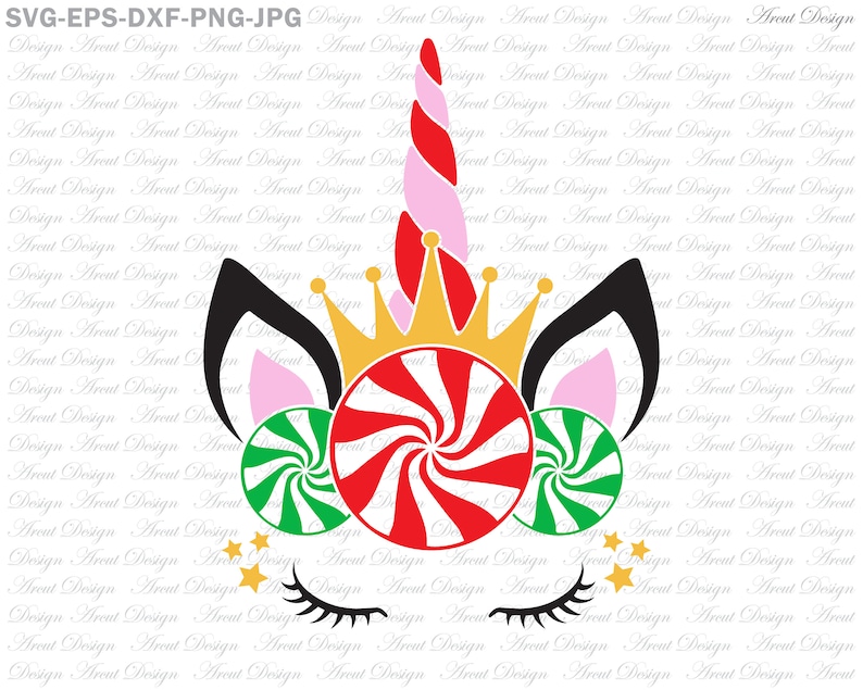 Candy Cane Unicorn Crown Svg Unicorn Crown Svg Christmas ...