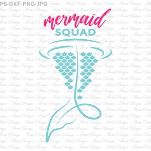 Mermaid Squad Svg, summer svg, mermaid tail svg, mermaid cut file, beach svg, mermaid shirt, mermaid silhouette, mermaid clipart birthday