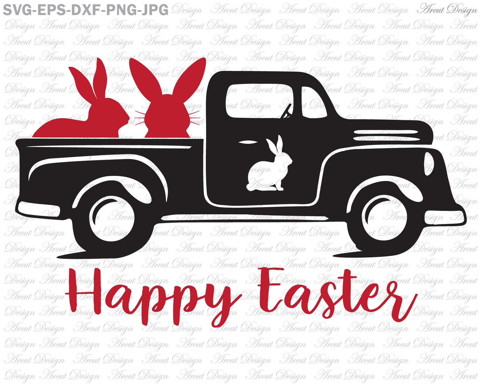 Download Happy Easter Bunny Old Truck Svg Easter vintage Truck Svg ...